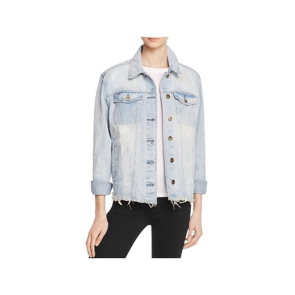 denim jacket with frayed hem