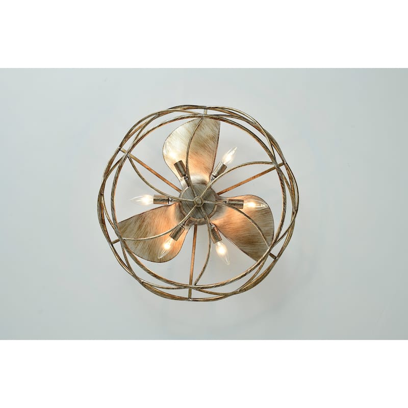 Madalyn 24-inch Antique Silver 6 Lights 3 Blades Lighted Ceiling Fan with Remote