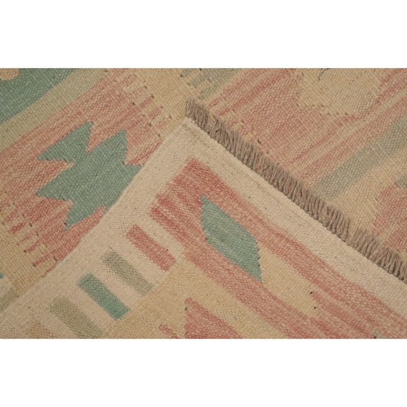 Hand Woven Oriental 100% Wool Carpet Southwestern Tribal Navy Blue & Blues Kilim Area Rug - 9' 9'' X 6' 5''