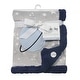 preview thumbnail 2 of 2, Lambs & Ivy Milky Way Gray/Blue Stars and Planet Minky/Faux Shearling Soft Baby Blanket