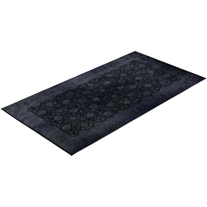 Overton Hand Knotted Wool Vintage Inspired Modern Contemporary Overdyed Gray Area Rug - 8' 10" x 16' 7"