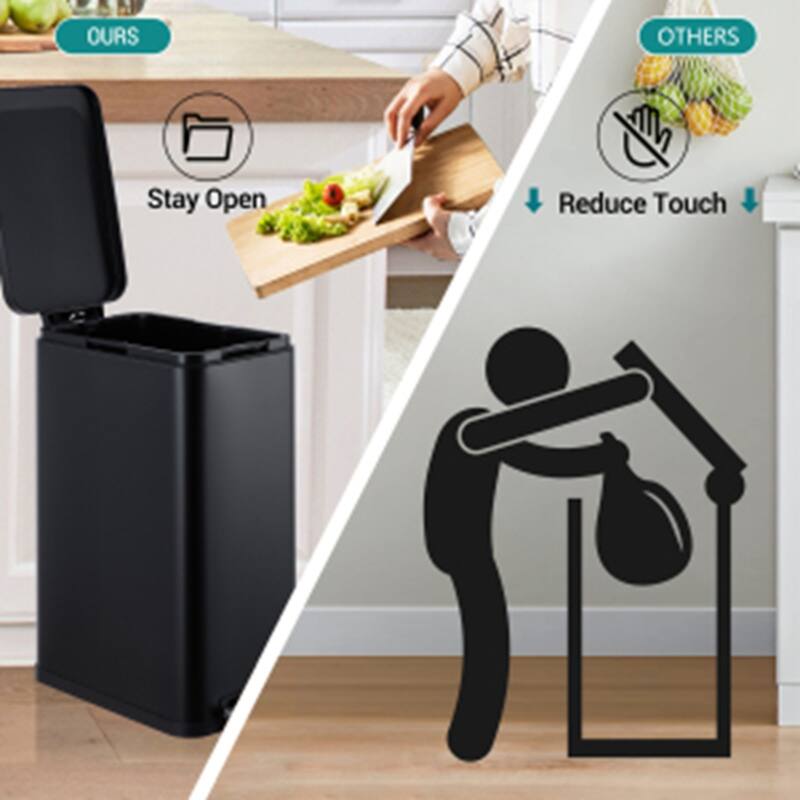 13.2 Gallon/50 L Step Trash Can with Lid Soft Close, Step Pedal for Bathroom, Bedroom, Living Room