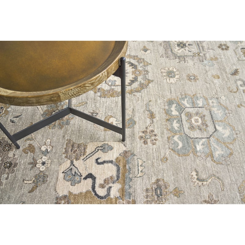 EXQUISITE RUGS Museum Hand-knotted Bamboo Silk Pewter Area Rug.