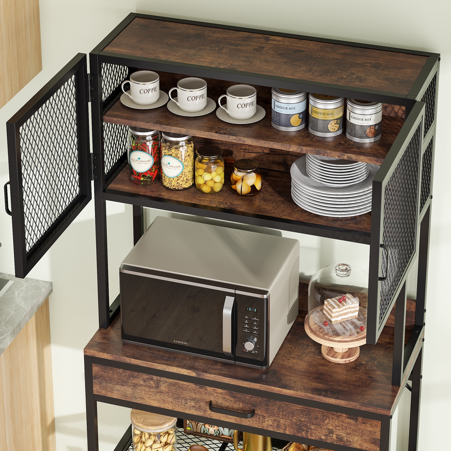 Kitchen Bakers Rack with Storage, 43 inch Microwave Stand 5-Tier Kitchen  Utility Storage Shelf - On Sale - Bed Bath & Beyond - 35464010