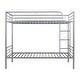preview thumbnail 31 of 46, Minimalist Design Twin Over Twin Metal Bunk Bed with Ladder,Streamlined Frame and Full Length Gridded Guardrails
