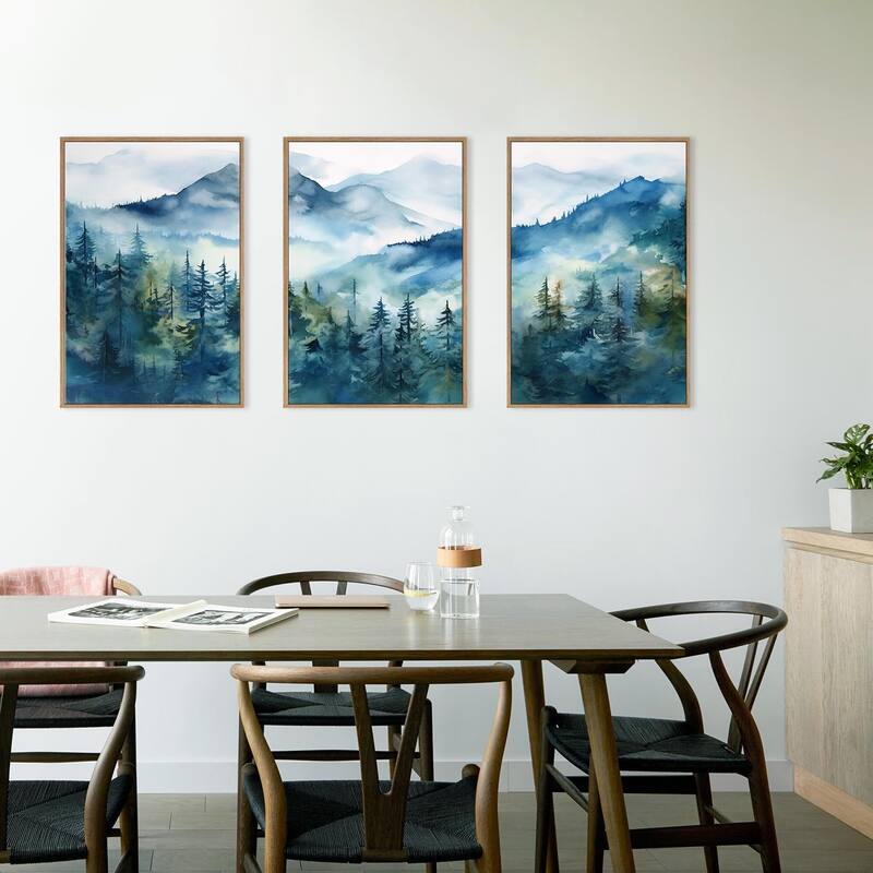 Natural Landscape Wall Decor, Green Pines Trees Wall Painting