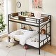 preview thumbnail 4 of 6, Rustic Brown Twin Metal Bunk Bed with Ladder & Adjustable Bottom