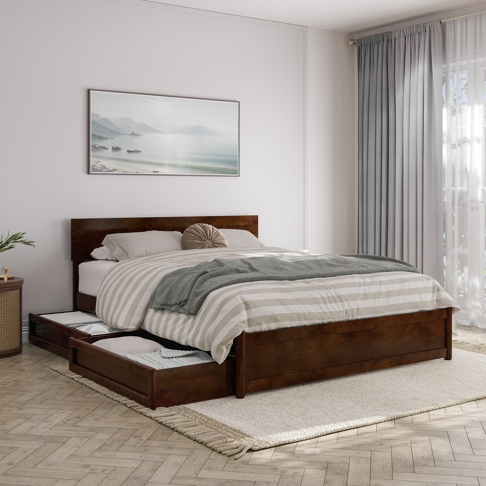 Wesley Platform Bed with Panel Footboard and Storage Drawers