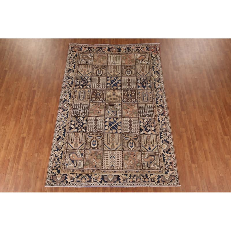Garden Design Bakhtiari Persian Vintage Rug Hand-Knotted Wool Carpet - 6'10"x 10'2"