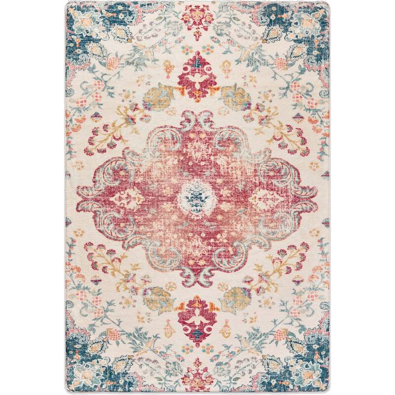 HomeRoots Medallion Traditional Rectangle Area Rug