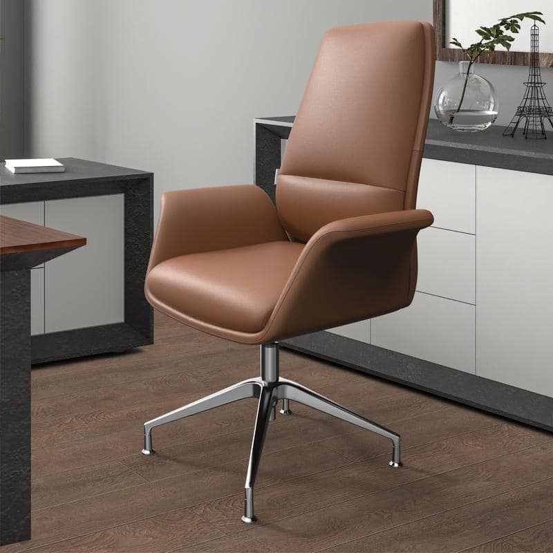 Summit Leather Office Chair with Aluminum Frame, Adjustable Height, Swivel, Sponge Cushion, Easy-Clean Design & Quick Assembly