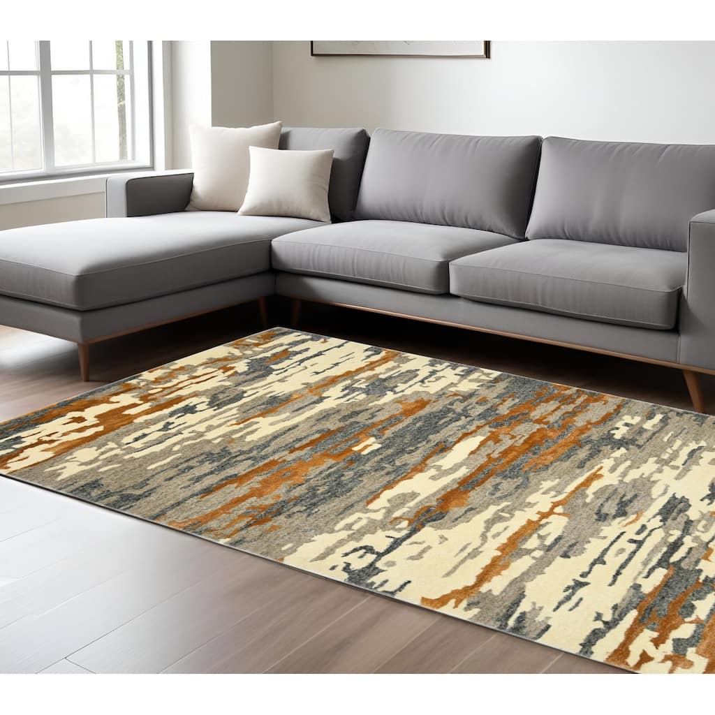 HomeRoots Abstract Transitional Rectangle Area Rug