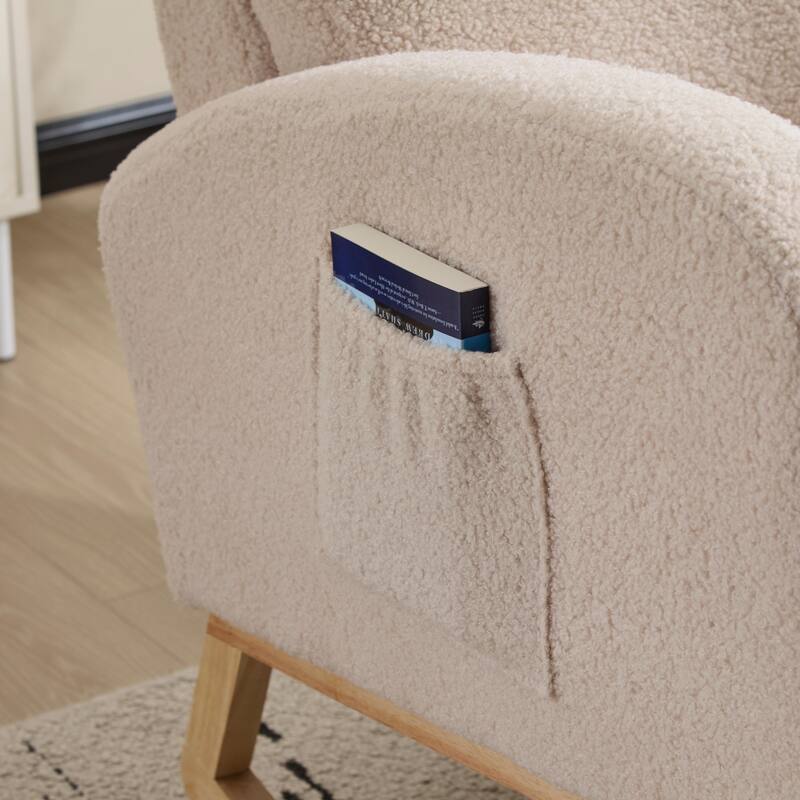 Modern Accent Rocking Chair Rocking Chair with Solid Wood Legs, Upholstered Nursery Glider Rocker