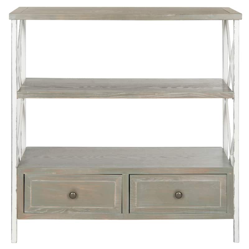 SAFAVIEH Zenia Pale Blue Storage Console Table - 33.9" x 15.2" x 34.8" - 34Wx15Dx35H - Ash Grey