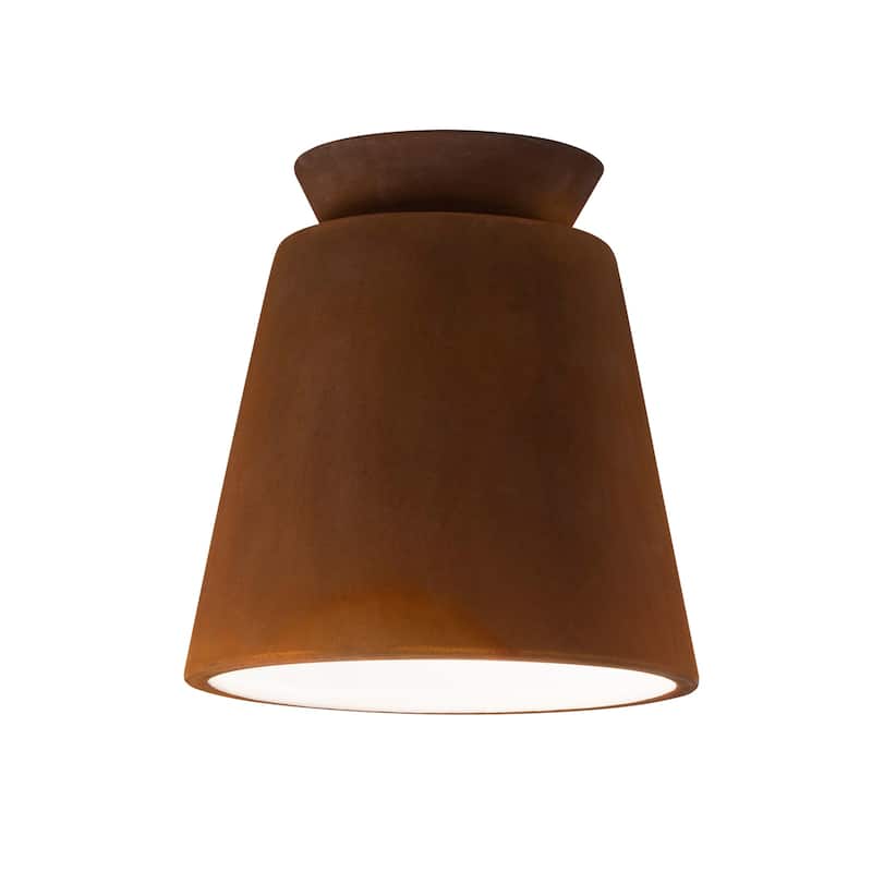 Justice Design Group Radiance Outdoor Trapezoid Ceramic Flush-Mount Light - LED - Real Rust