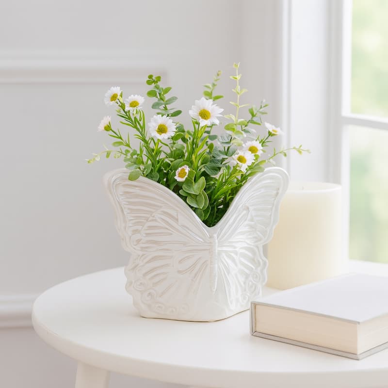 Butterfly Ceramic Planter for Indoor or Outdoor Decor