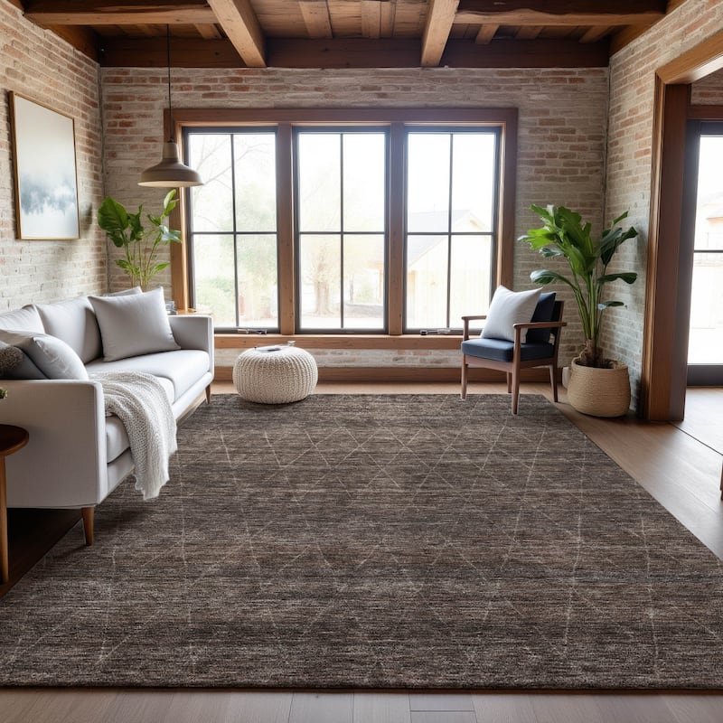 Premium Washable Super Soft Solid Trellis Mayfield Rug - Coffee - 3' x 5'