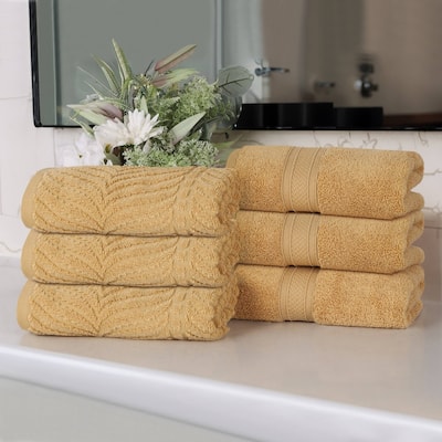 Superior Chevron Zero Twist Solid and Jacquard Cotton Hand Towel Set of 6