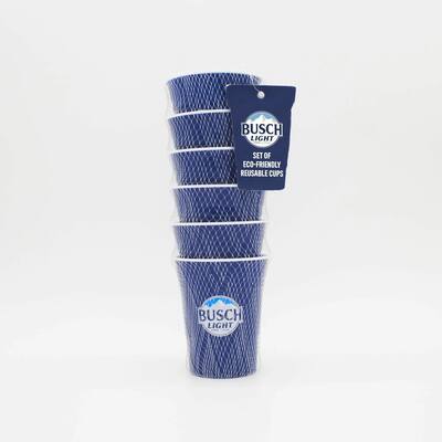 Busch Light Reusable Plastic Cup 6 Set with Mesh Bag - Blue|