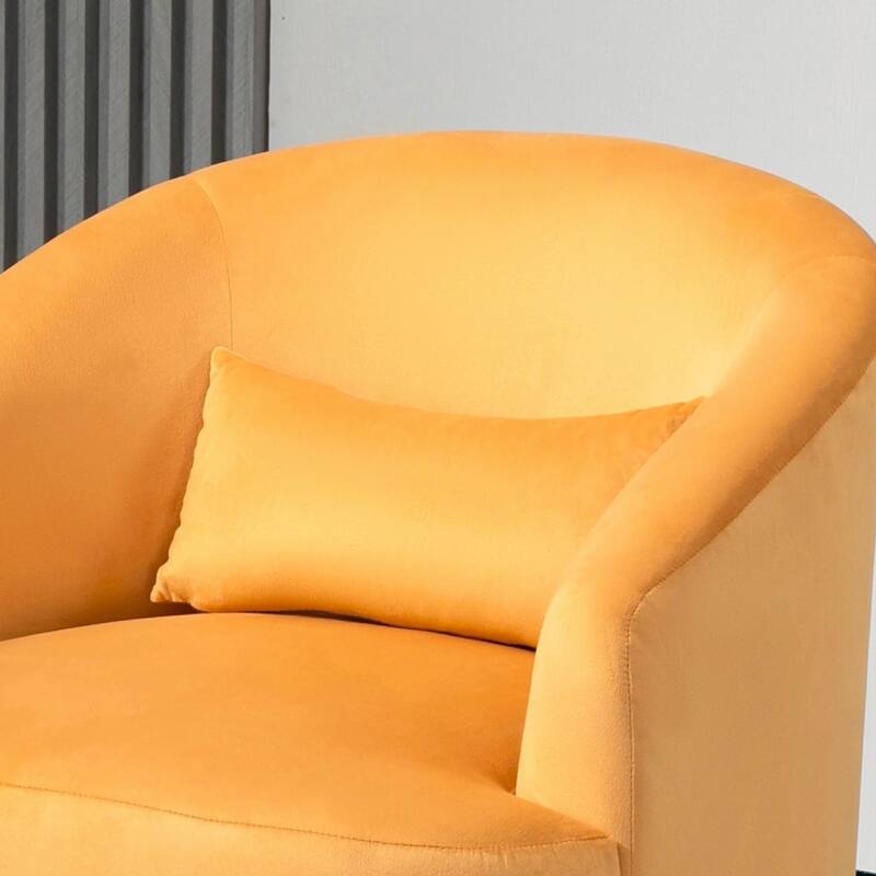 Accent Chair with Barrel-shaped Design and 360 Degree Swivel Feature