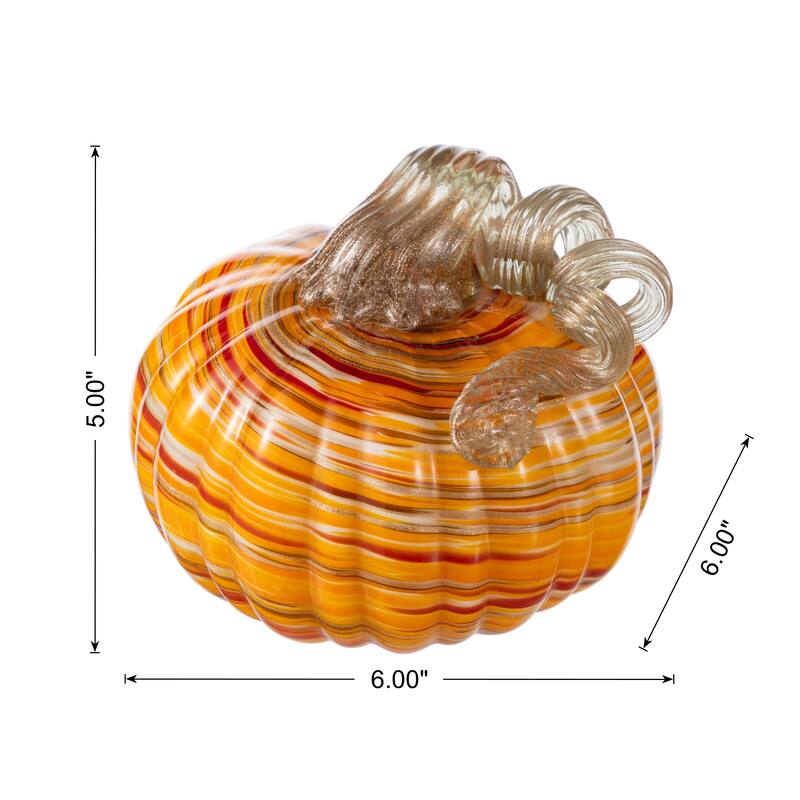 Glitzhome Fall Multi Stripes Glass Pumpkin or Gourd
