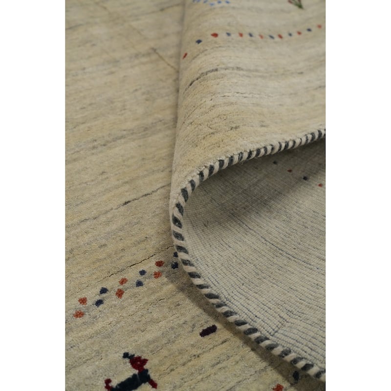 Hand Knotted Oriental 100% Wool Carpet Tribal Animal Pictorial Beige & Ivories Gabbeh Area Rug - 10' 0'' X 8' 2''