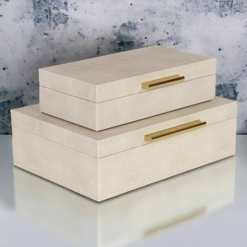 Lusan Black Vinyl Decorative Box Set - Cream Shagreen