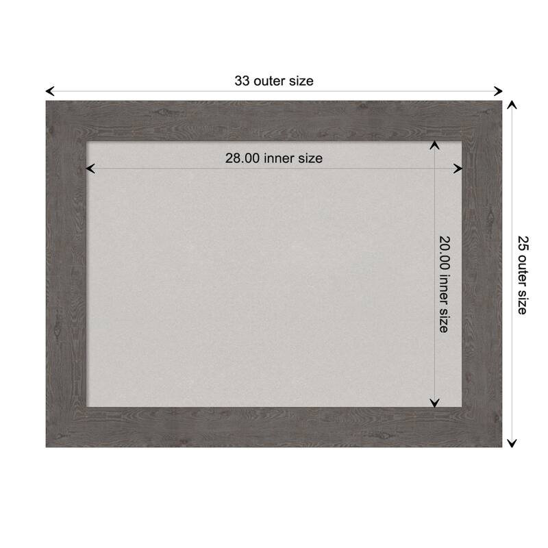 Rustic Plank Grey Framed Grey Corkboard Bulletin Board - Rustic Plank Grey - Board Size 28x20