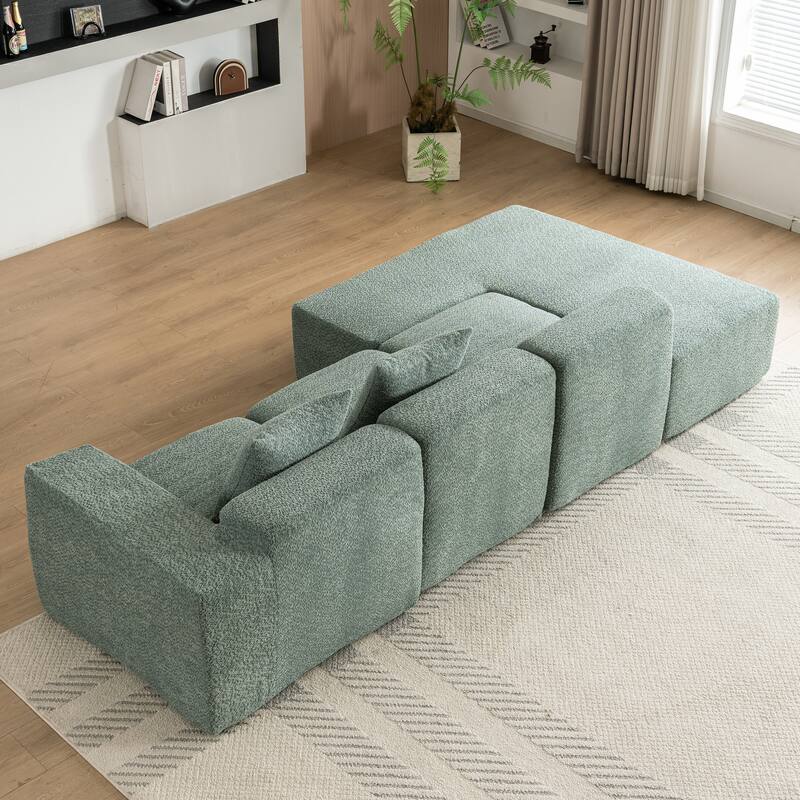 116.5" Polyester 4-Seater Sectional Sofa with Back Pillows
