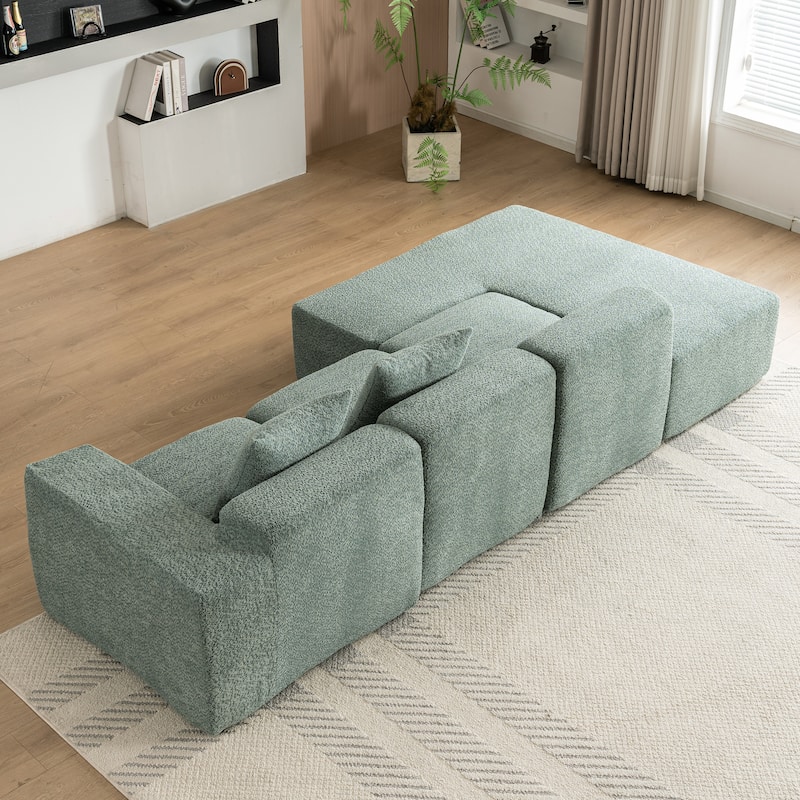 116.5" Versatile 4-Seater Sofa in Boucle Fabric with Cushions