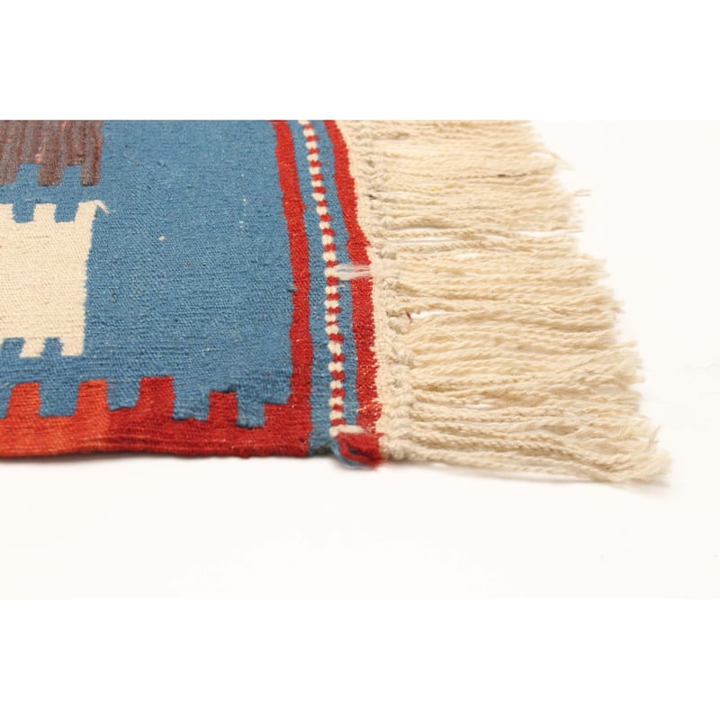 ECARPETGALLERY Flat-Weave Ankara Blue Wool Kilim - 4'11 x 6'6