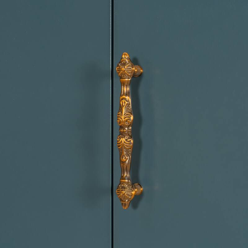 Queen Size Wall Bed with Sofa and Shelves, Green Panel, Beige Sofa