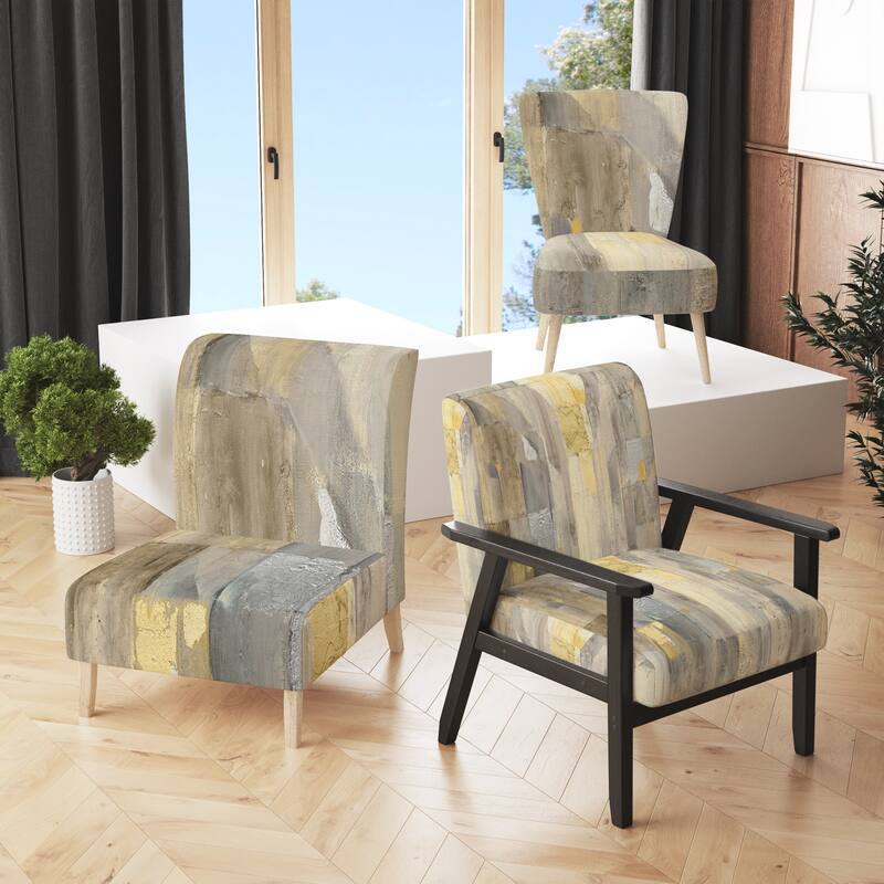Designart "Gold Square Watercolor" Upholstered Glam Accent Chair - Arm Chair