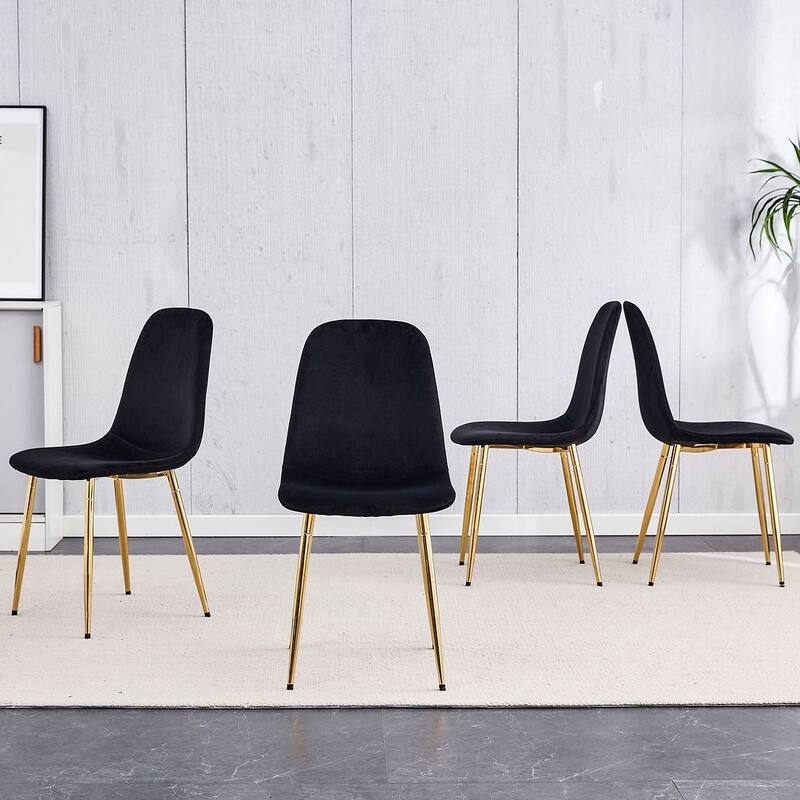 Modern Dining Room Kitchen Dining Chair with Black Metal Legs