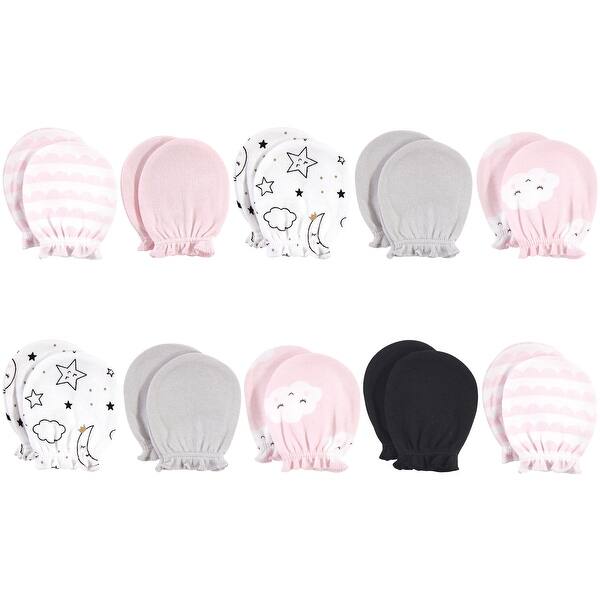 slide 1 of 1, Hudson Baby Infant Girl Cotton Scratch Mittens 10pk, Pink Clouds, One Size - Pink Clouds Pink Clouds - 0-6 Months