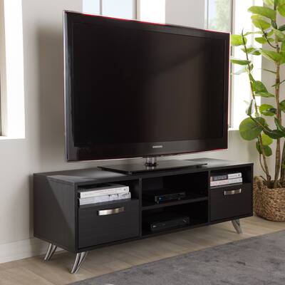 Warwick Modern and Contemporary Espresso Brown Finished Wood TV Stand