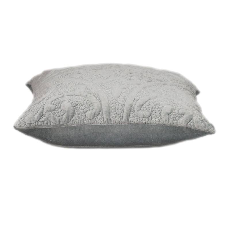 20" Gray Transitional Quilted Throw Pillow