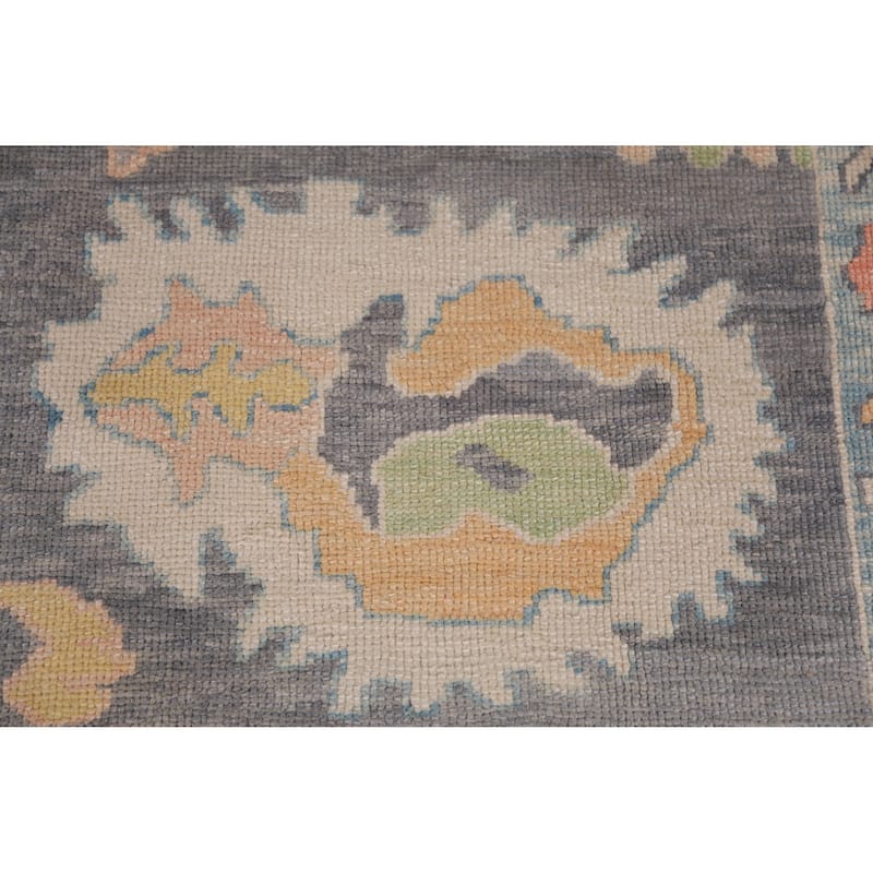 Hand Knotted Oriental 100% Wool Carpet Transitional All-Over Greys & Charcoal Oushak Area Rug - 13' 9'' X 10' 0''