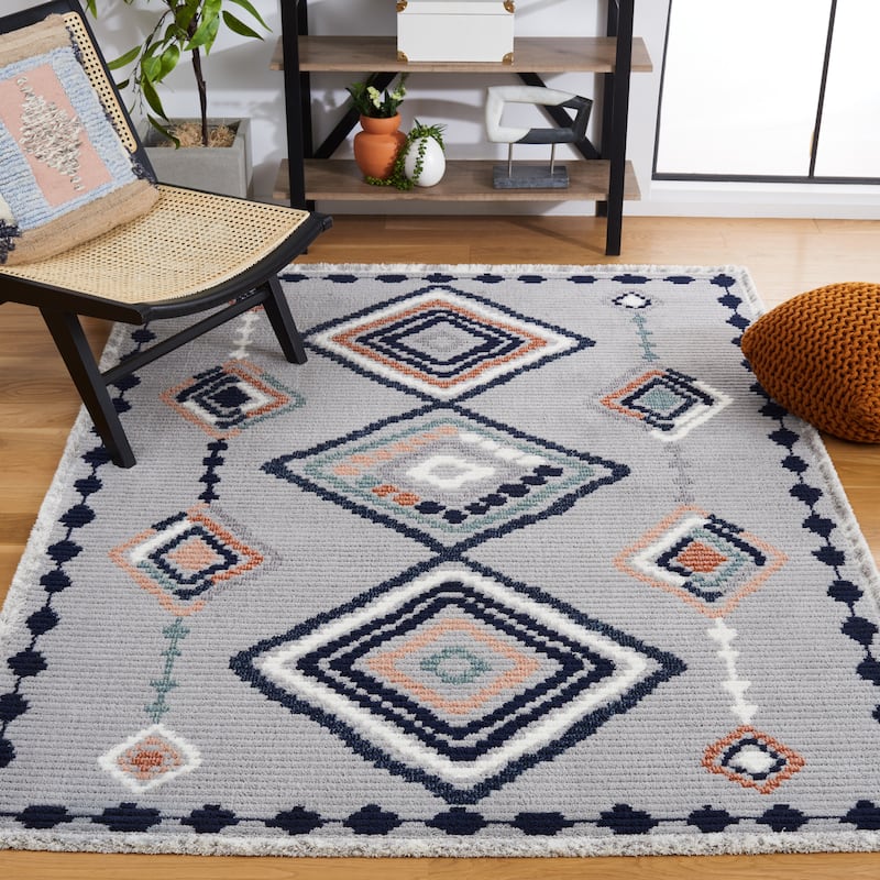 SAFAVIEH Handmade Marrakech Sako Traditional Rug - 5'3" x 7'6" - Grey/Blue Rust