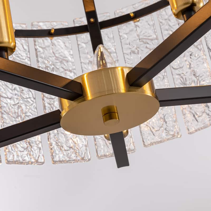18.7 in. Black Modern Crystal Chandelier 5-Light Drum Pendant Light for Bedroom Living Room