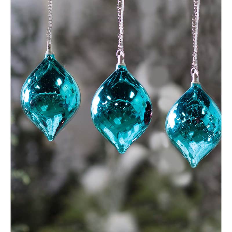 Color Changing Mercury Glass Solar Ornaments, Set of 3