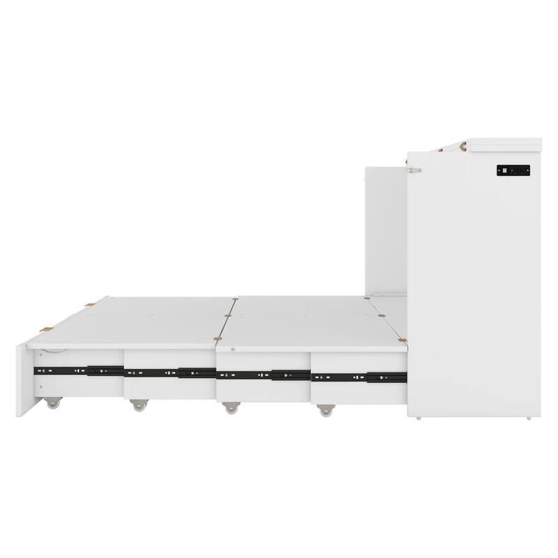 Murphy Bed with Pulley Structure Design,Drawer and USB Ports for Bedroom