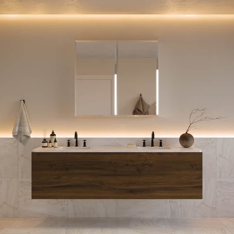 Fresca FMC8011-BE Senza 40" x 36" Frameless Double Door Medicine - Mirror - Mirrored Finish