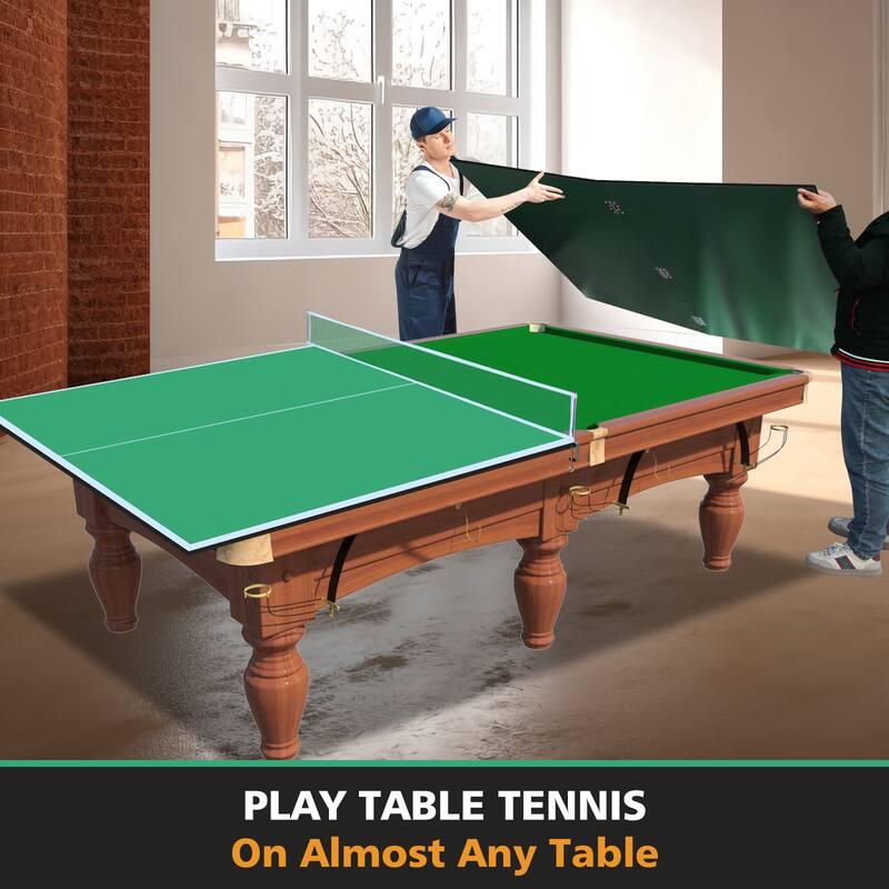 Roomfitters 8ft Blue Mid-Size Ping Pong Conversion Top, Foldable & Portable Table Tennis Top for Indoor Games