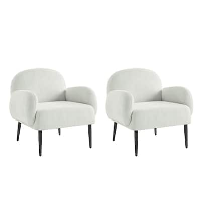 Abe Modern Boucle Accent Chair with Adjustable Metal Legs Set of 2 by HULALA HOME