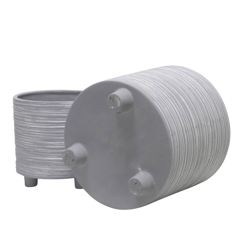 Ceramic Patterned Footed Planter - Set of 2 - 6" - 8"