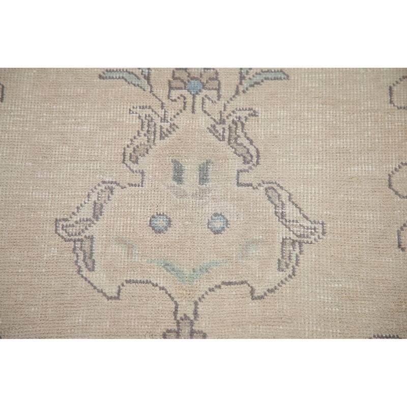 Hand Knotted Oriental 100% Wool Carpet Traditional Floral Beige & Ivories Tabriz Area Rug - 9' 2'' X 5' 6''
