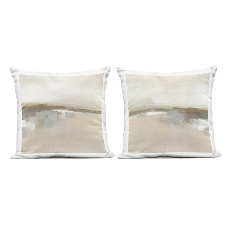 Stupell Earthy Landscape Impressions Printed Outdoor Throw Pillow Design by June Erica Vess (Set of 2) - Pillow Sets - Polyester - Beige - Set of 2