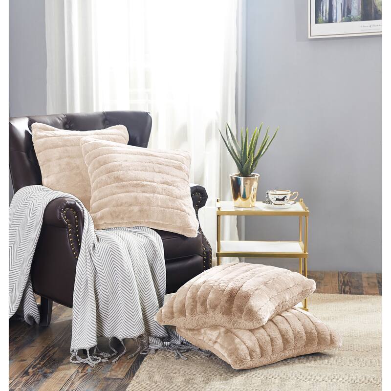 Supermink Soft Solid Throw Pillow Covers Set of 4, NO INSERT - Bleached Sand