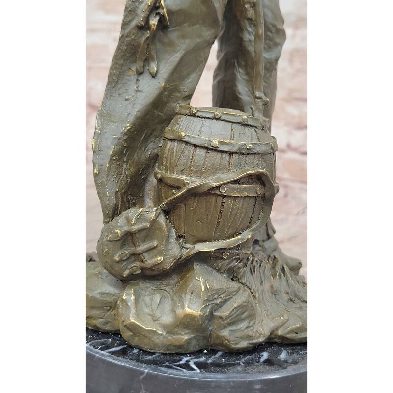 American Western Bronze Cowgirl Sculpture With Rifle And Cowboy Hat